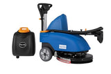 Powr-Flite PS030-W14-UG Compact Floor Scrubber, 13 Inch Cleaning Path, Battery Powered, 2 Gallon Tank, 135 Pounds, Blue