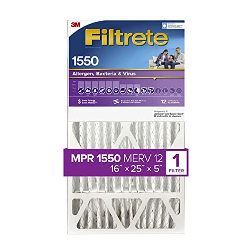 Filtrete 16x25x5 Air Filter MPR 1550 DP MERV 12, Healthy Living Ultra Allergen Deep Pleat