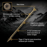 (1,000 Count) Big Timber BTX104 10 x 4" Bronze Star Flat Head Screws