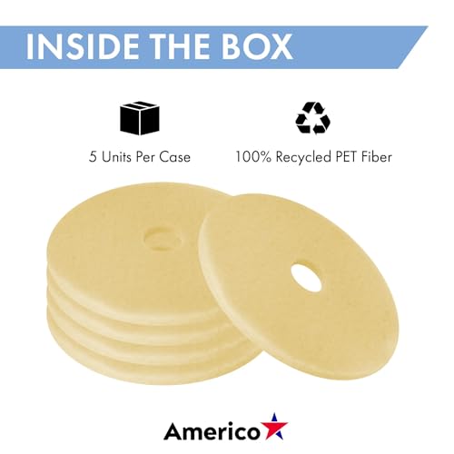 Americo Image-Beige Ultra High Speed Burnishing Floor Pad, Polish to High Gloss, Soft to Medium Finishes, Made in USA