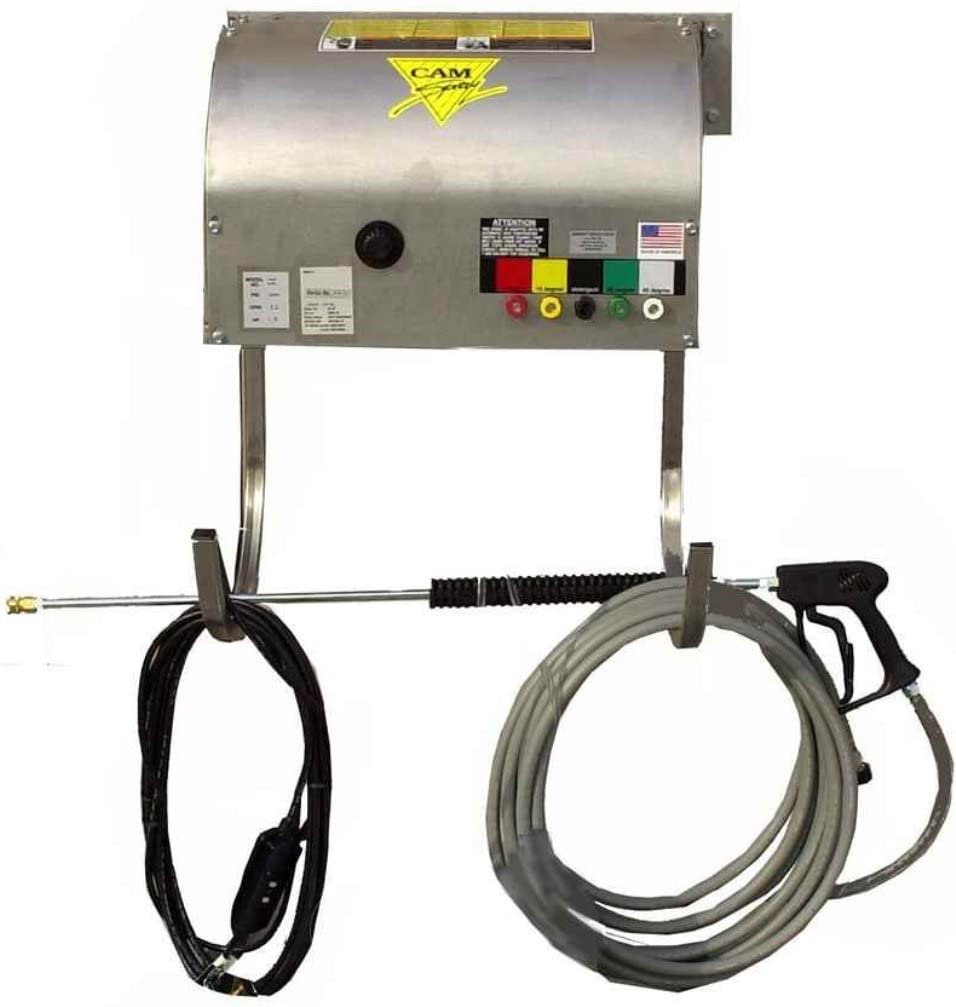 Cam Spray 1000WM/SS Deluxe Wall Mount Electric Powered Cold Water Pressure Washer, 1000 psi, 50' Hose