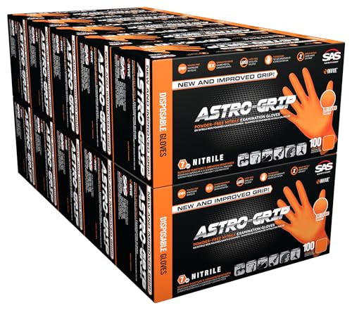SAS Unisex Astro-grip Powder-free Exam Grade Nitrile Disposable Gloves - 10 Boxes / 100 Each. 1000 Gloves TotalGloves XL