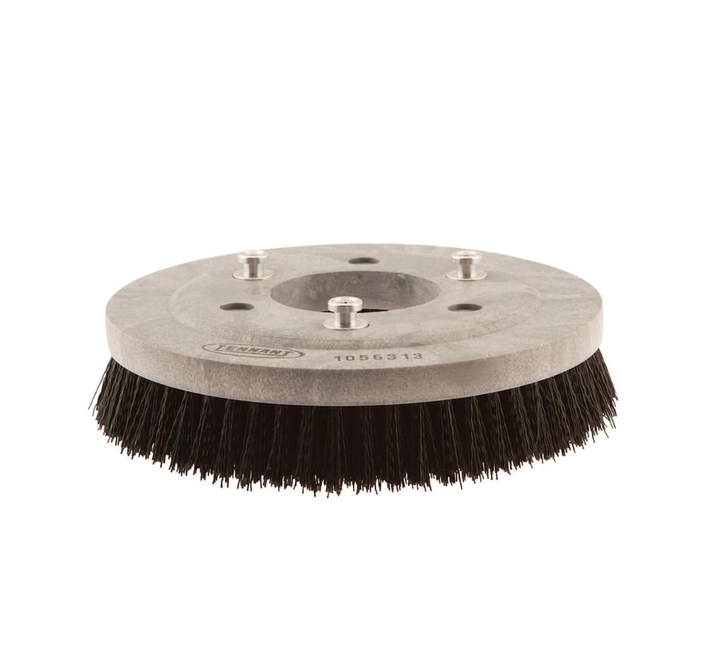 TTS Products Polypropylene Disk Scrub Brush Assembly, 12 Inch / 304.8 mm, Indoor/Outdoor Sweeping Brush, Replacement for Tennant/Nobles Machines