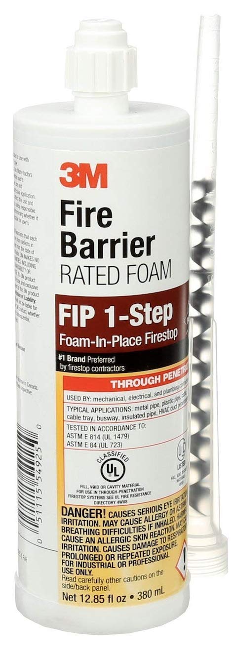 3M Fire Barrier Rated Foam, FIP 1-Step, 12.85 fl oz Cartridge, 6/case