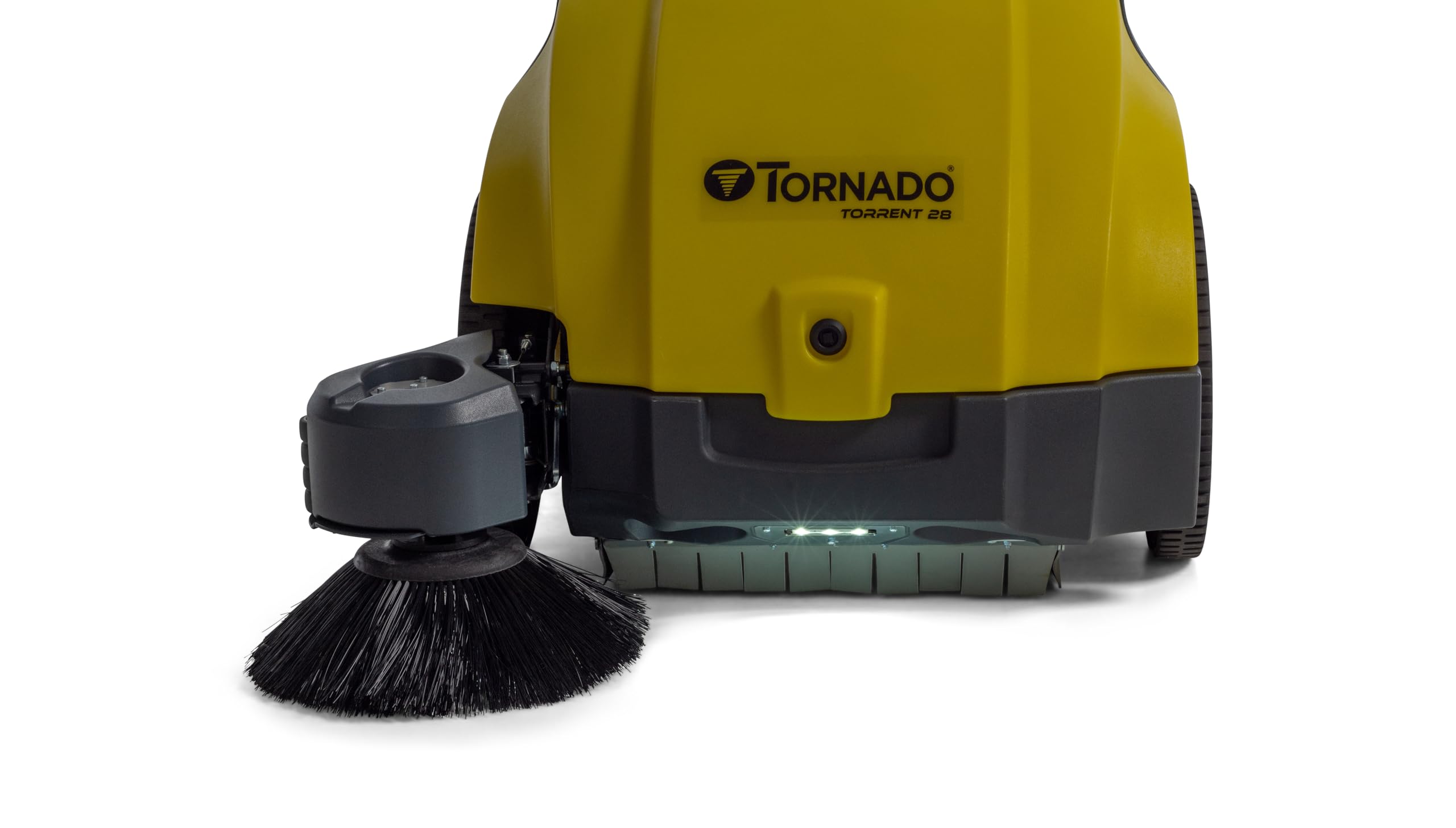 Tornado Torrent 28 Walk-Behind Battery Sweeper | 28" Cleaning Path, Tandem Roller System, 10 Gal Hopper, LED Headlight, 4-Hour Run Time | Model TW050-W28-U