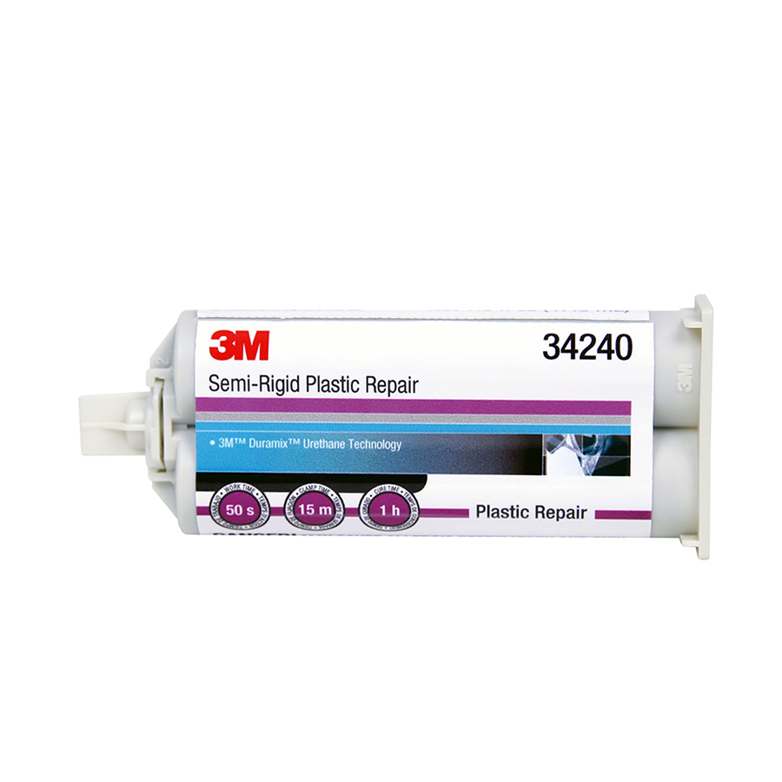 3M Semi-Rigid Plastic Repair, 34240, 47.3 mL Cartridge, Fast-Curing Urethnane for Automotive Plastic Repair