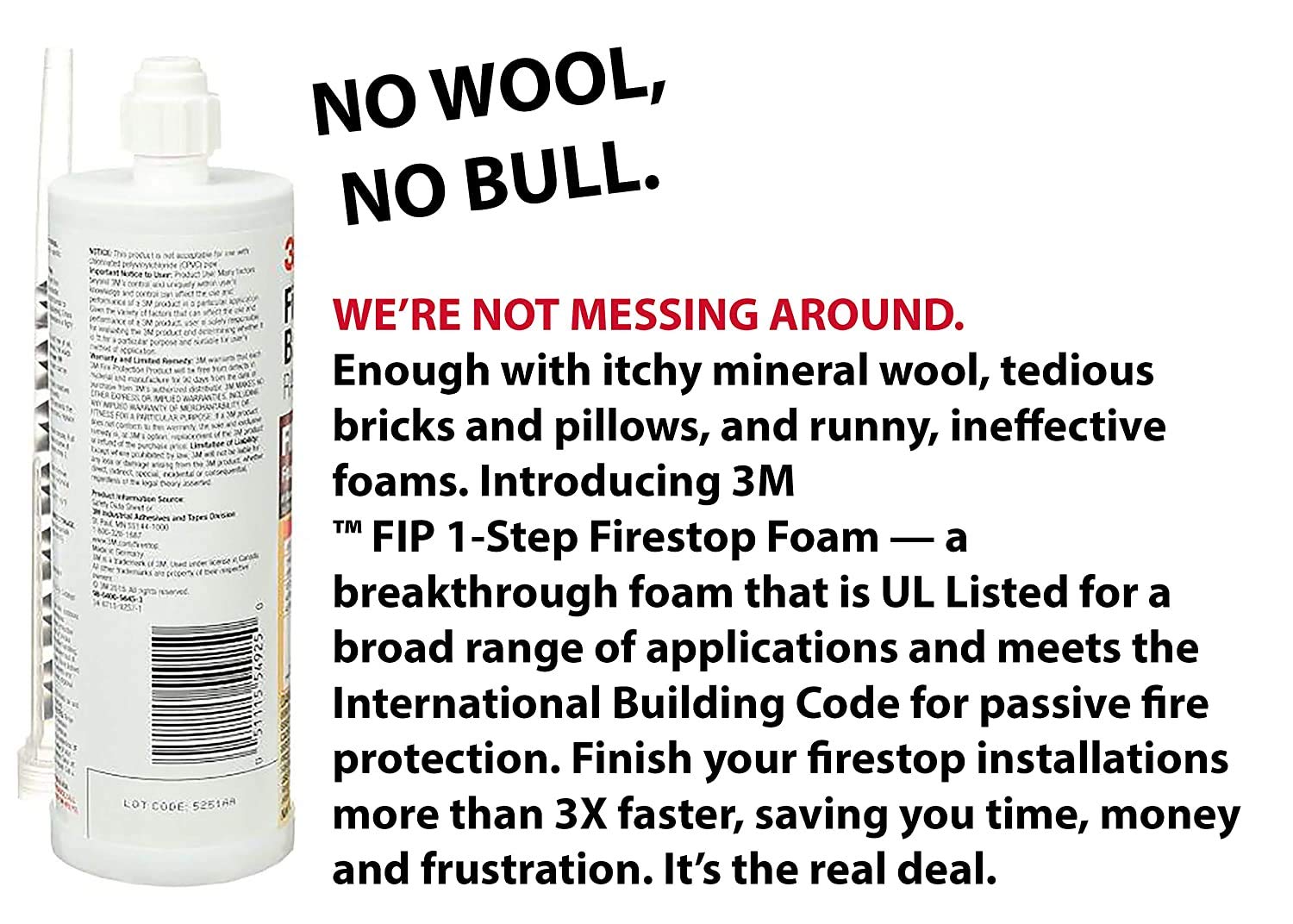 3M Fire Barrier Rated Foam, FIP 1-Step, 12.85 fl oz Cartridge, 6/case