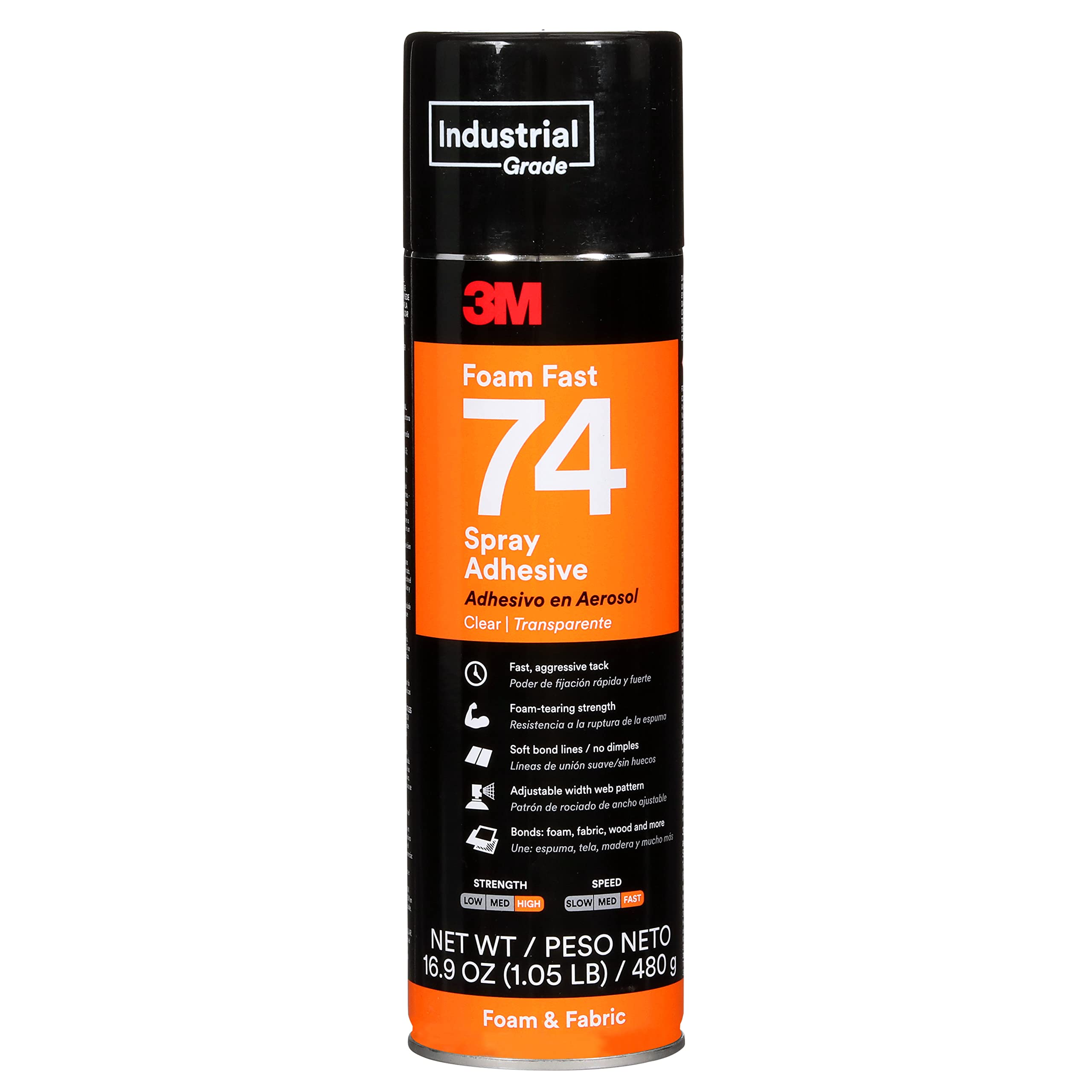 3M Foam Fast 74 Spray Adhesive Clear, (Net Fill: 16.9 fl Ounce)(Pack of 1)
