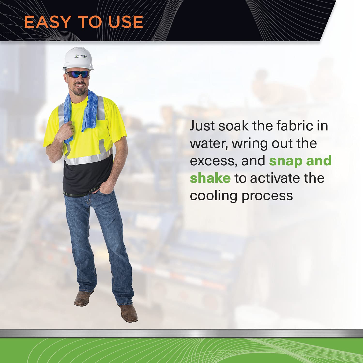 Cordova CT Coldsnap Cooling Towel, Super Absorbent & Evaporative PVA Material, 33.5 X 13 Inches