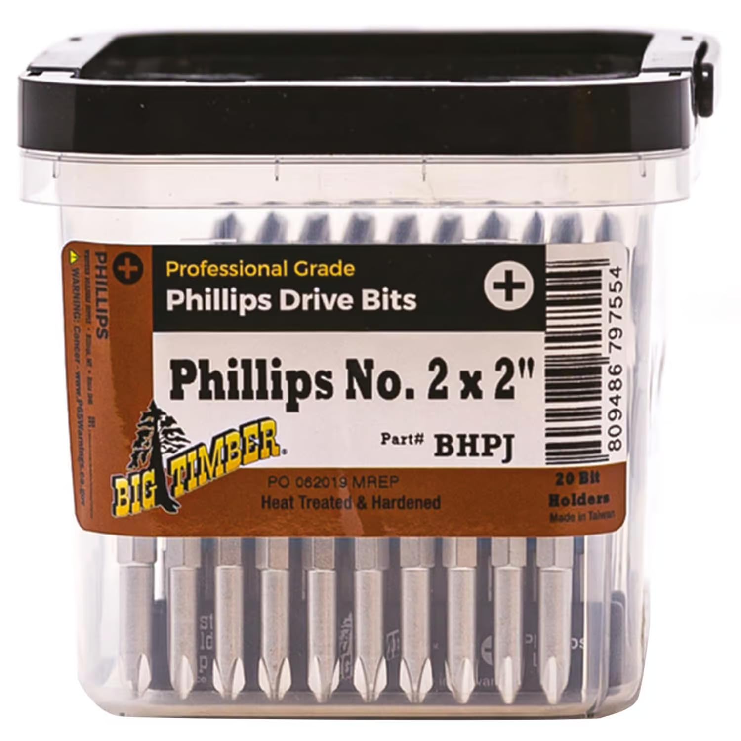 Big Timber Phillips Num 2 Head X 2 in. L Phillips Insert Bit Steel 20 pc (#BHPJ)