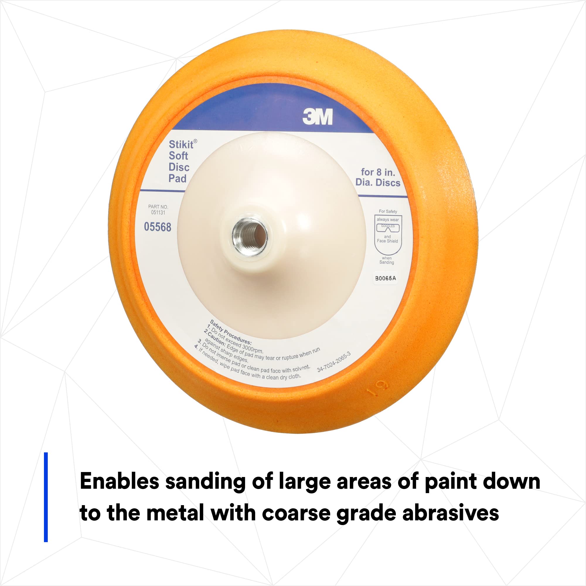 3M Stikit Disc Pad, 05568, 8 in, Coarse Grade Abrasive, Abrasive Disc Pad for Paint Stripping, Primer Sanding, Polishing or Grinding