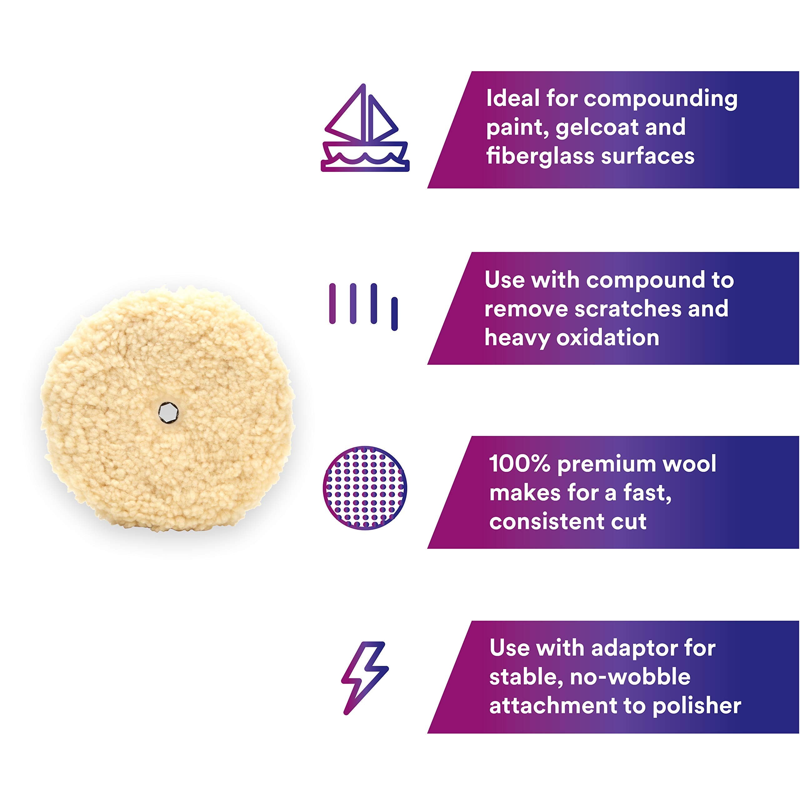 3M Perfect-It Wool Compounding Pad, 05753, 9 in, Fast Cutting, Polishing Pad for Automotives