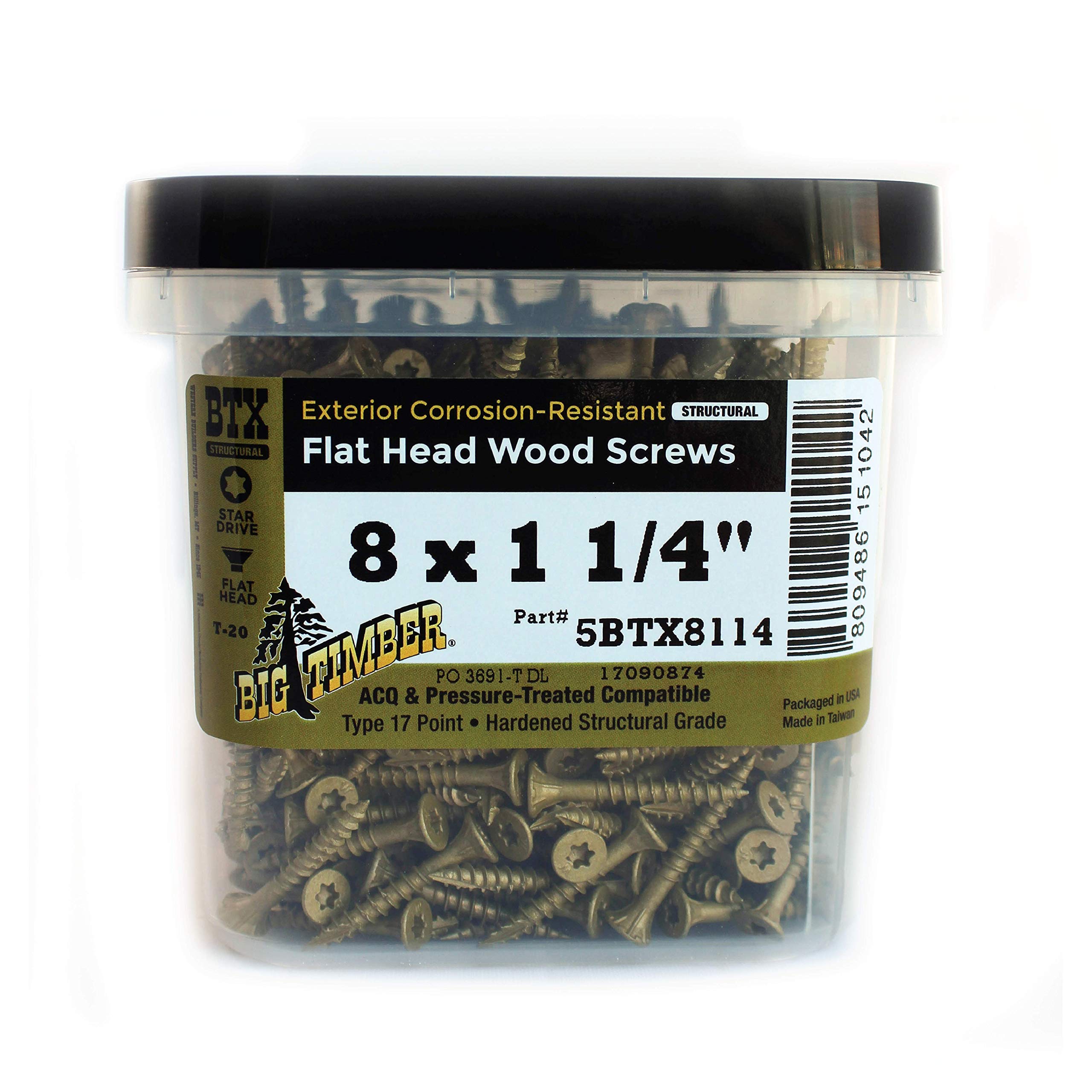 Big Timber 5BTX8114#8 by 1-1/4-inch T-20-drive bit Bronze Star Flat Head Screws-Exterior,(1155 per Box)