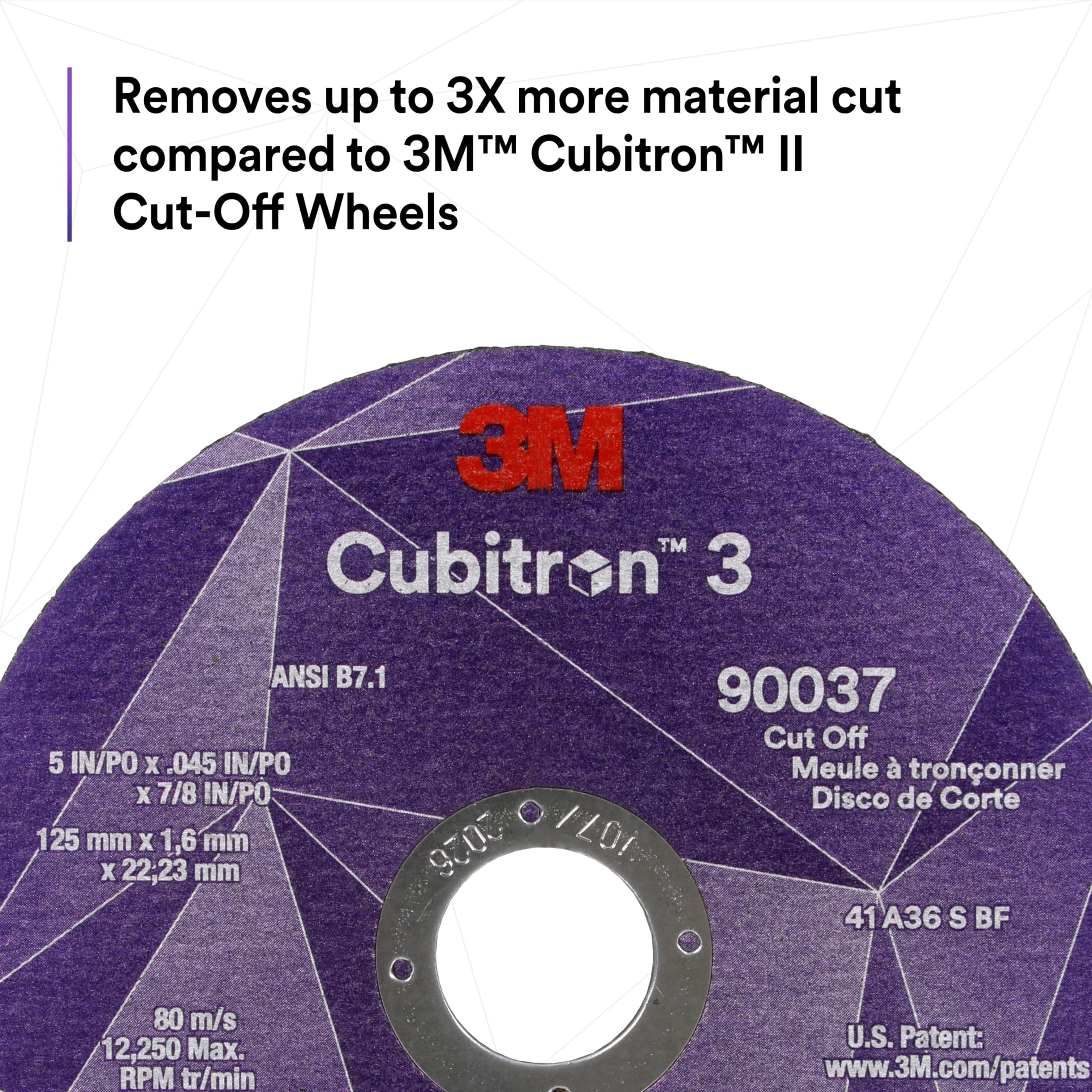 3M Cubitron 3 Cut-Off Wheel, ANSI, Precision Shaped Grain, for Autobody and Marine Sheet Metal, Stainless Steel Tubing, Exhaust Pipes