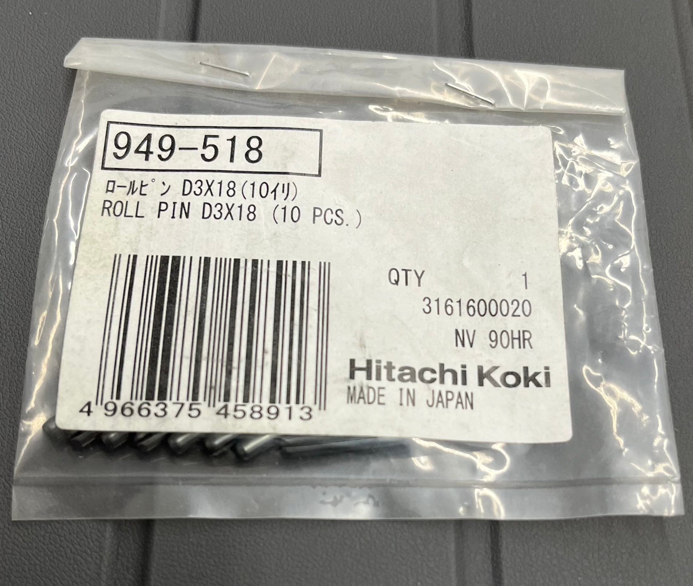 OEM Hitachi 949-518 Roll Pin D3 X 18 ( 10pk )