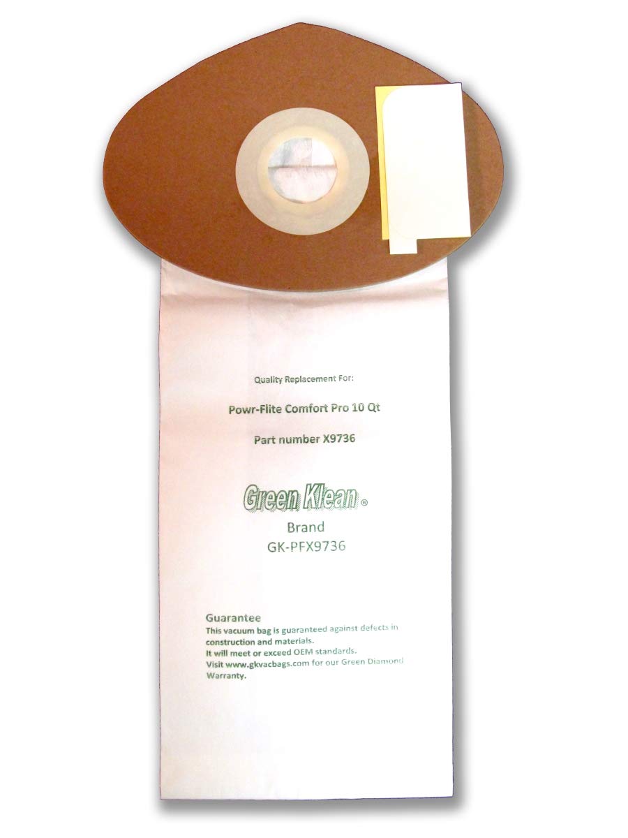 Green Klean GK-PFX9736-10 Qrt 10 qt. Powr Flite Comfort Pro Backpack Closed Collar Replacement Vacuum Bags - Pack of 100