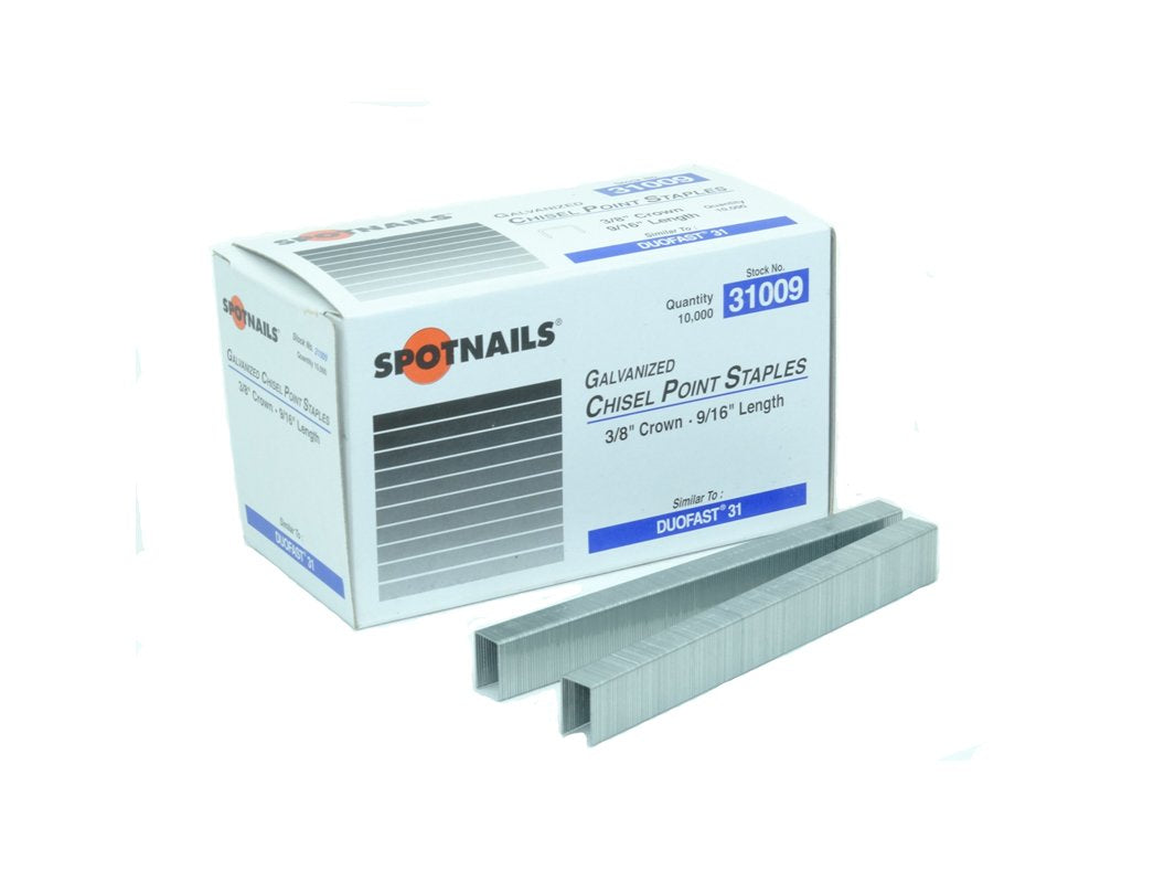 Staple 31 Series 3/8" Crown Staples - Galvanized - 22 Gauge Chisel Point 10000 per box (3/16-inch)