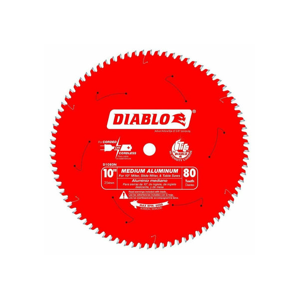 Diabloo D1080N 10 in. x 80 Tooth Medium Aluminum Saw Bblade – TTS Products