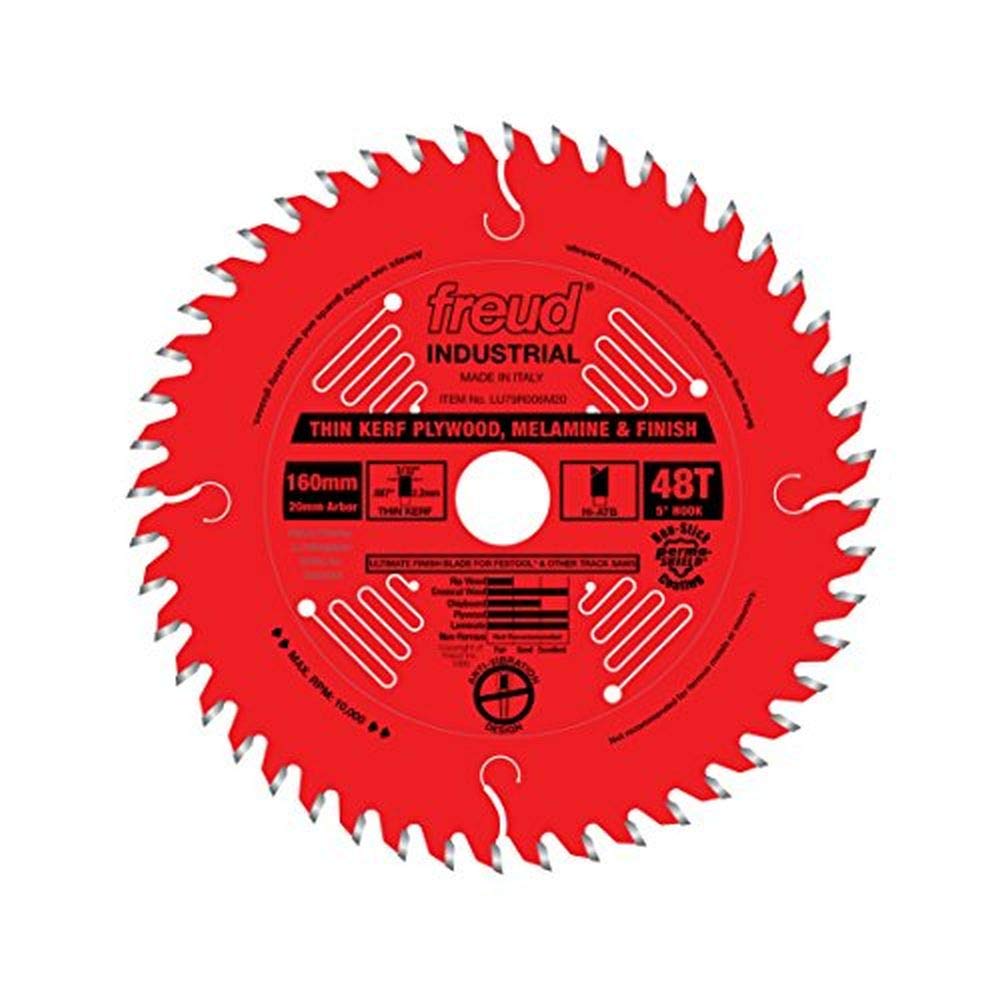 Freud LU79R006M20 Perma-Shield Coated Thin Kerf Plywood and Melamine Saw Blade for Festool Saws, 20mm Arbor 160mm by 48-Teeth Hi-ATB