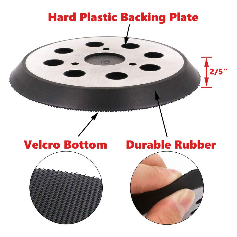 5" Dia 8 Hole Sander Hook and Loop Pad Replaces DeWalt OE # 151281-08