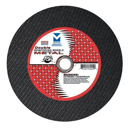 Mercer Abrasives 600050-10 Stationary Cut-Off Saw and Chop Saw Wheels, Double Reinforced 10-Inch by 1/8-Inch by 1-Inch, 10-Pack