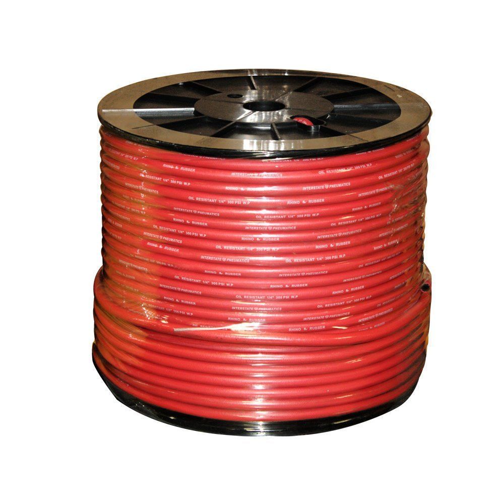 Interstate Pneumatics HA44-600E Red Rhino Rubber Hose 1/4 Inch x 600 Feet 300 PSI 4:1 Safety Factor