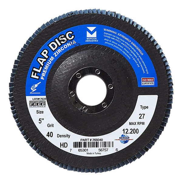 Mercer Industries 266040 Zirconia Flap Disc, High Density, Type 27