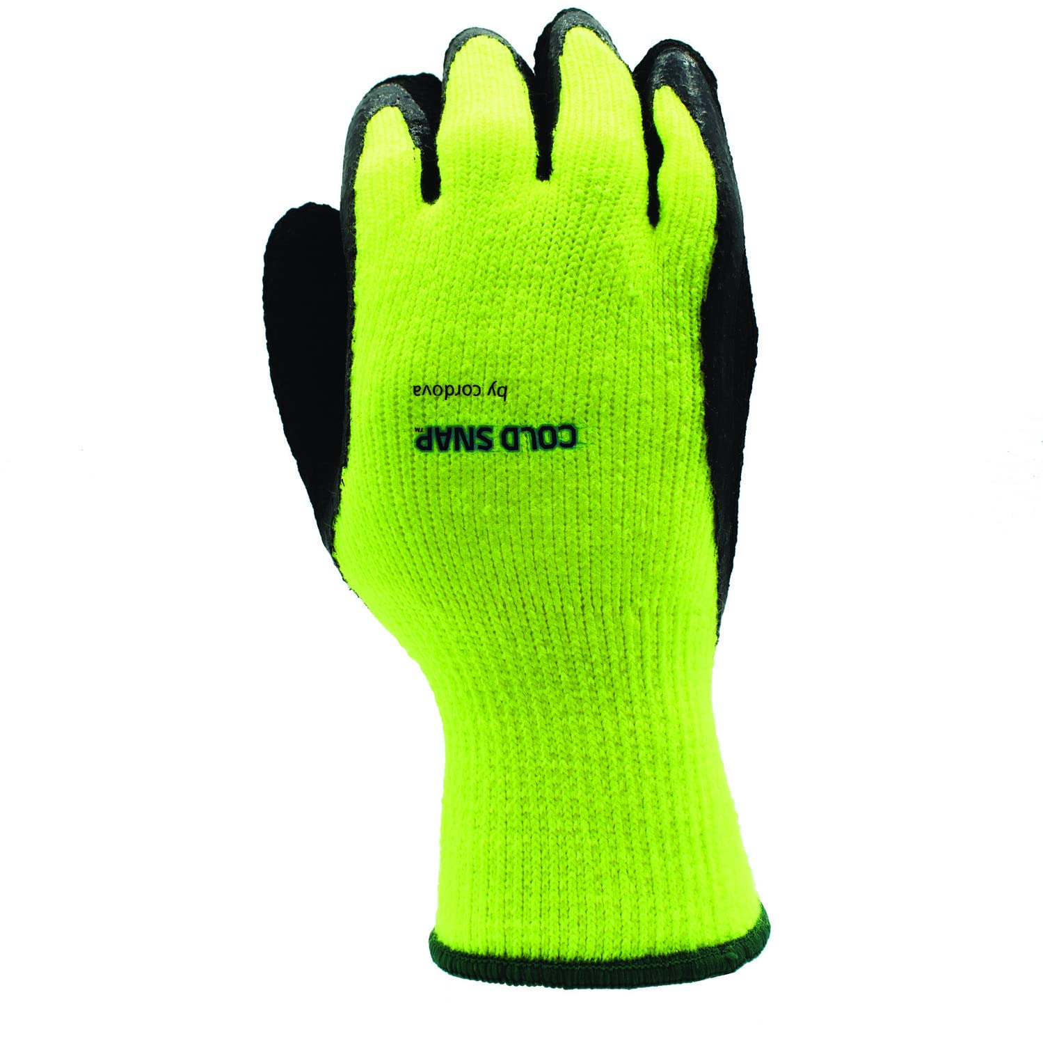 Cold Snap Gloves, 7-Gauge, Hi-Vis Green, Brushed, Loop-In, Acrylic Terry Shell, Black Foam Latex Palm Coating