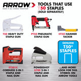 Arrow Heavy Duty T50 Staples for Upholstery, Construction, Furniture, Crafts