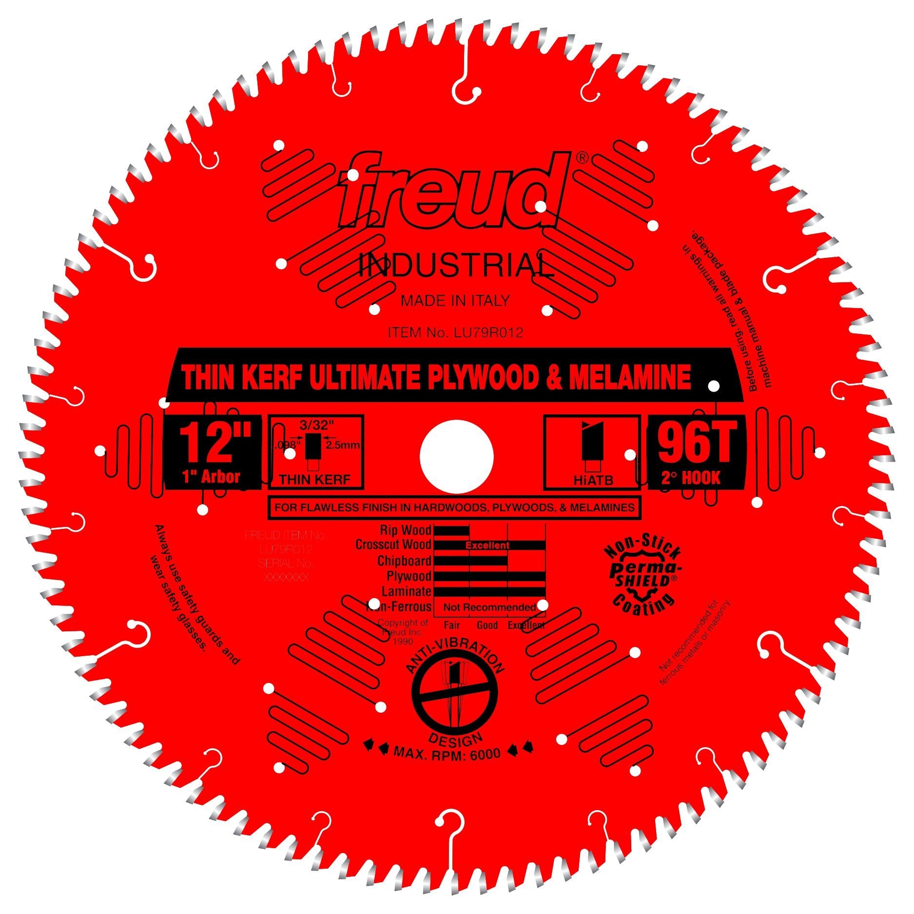 Freud LU79R006M20 Perma-Shield Coated Thin Kerf Plywood and Melamine Saw Blade for Festool Saws, 20mm Arbor 160mm by 48-Teeth Hi-ATB