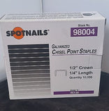Spotnail Series 80-1/4"1/2" Crown 21 Ga Galvanized Upholstery Staples 10,000/Box