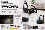 Dapper Commercial Carpet & Upholstery Extractor with Steam & Spray Vacuum – 2.5 Gallon Deep Cleaning Machine with Mite Remover, Dual Power Cords