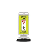 Plasticade Crosscade Crosswalk Sign, Vertical Panel with Sign, Impact-Resistant Rubber Base, Diamond Grade Reflective Background and HIP Sheeting