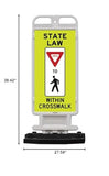 Plasticade Crosscade Crosswalk Sign, Vertical Panel with Sign, Impact-Resistant Rubber Base, Diamond Grade Reflective Background and HIP Sheeting