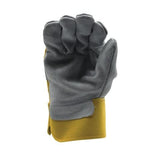 Stanley Select Cowhide spit Leather Palm Work and Safety Gloves - Yellow Canvas Back - Large