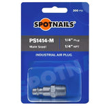 Industrial Steel Air Plug – 1/4" Plug x 1/4" Male NPT (Blister Pack) – Replaces Amflo CP21, ARO 23902-210, Coilhose 1501, Milton 727
