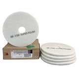 3M White Super Polish Pad 4100, Floor Pad, Machine Use (Case of 5)