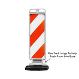 Plasticade Crosscade Vertical Panel Traffic Channelizer with Double-Sided 12" x 36" HIP sheeting and Recycled Rubber Base