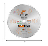 CMT 255.096.12 ITK Industrial Fine Finish Saw Blade, 12-Inch x 96 Teeth 40° ATB Grind with 1-Inch Bore, Black & Orange