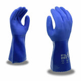 Cordova Flex-Rite Blue PVC Gloves, Textured Finish, Seamless Machine Knit Lined, 12-Inch, 12-Pack