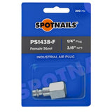 Industrial Steel Air Plug – 1/4" Plug x 3/8" Female NPT (Blister Pack) – Replaces Amflo CP20-23, ARO 23902-3, Coilhose 1505, Milton 732