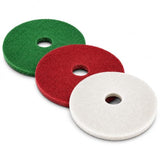 17" Heavy-Duty Stripping Pads – Thick Floor Pads for Floor Maintenance, Cleaning, Polishing & Synthetic Floor Care with One Each: Green, Red & White Pad (3-Pack)