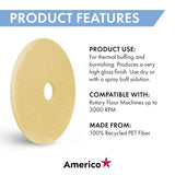 Americo Image-Beige Ultra High Speed Burnishing Floor Pad, Polish to High Gloss, Soft to Medium Finishes, Made in USA