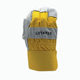 Stanley Select Cowhide spit Leather Palm Work and Safety Gloves - Yellow Canvas Back - Large