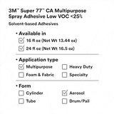 3M Super 77 Multipurpose Permanent Spray Adhesive Glue, Paper, Cardboard, Fabric, Plastic, Metal, Wood