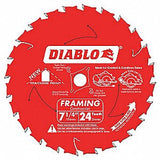 Freud Diablo D0724 7-1/4-Inch 24 Tooth ATB Carbide Framing Saw Blade (8 Count)  with 5/8-Inch and Diamond Knockout Arbor