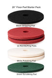 TTS Products 20" Floor Pad Starter Pack – 5 Pads (Black, Red, White, Green for low-speed floor machines (175–300 RPM) 20" machines