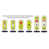 Plasticade Crosscade Crosswalk Sign, Vertical Panel with Sign, Impact-Resistant Rubber Base, Diamond Grade Reflective Background and HIP Sheeting