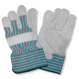 Cordova Green Striped Canvas, Leather Palm, Safety Cuff Gloves (QTY/12) Medium