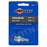 Industrial Steel Air Plug – 1/4" Plug x 3/8" Male NPT (Blister Pack) – Replaces Amflo CP21-03, ARO 23902-310, Coilhose 1503, Milton 733